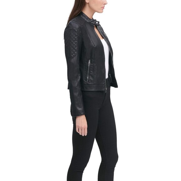 Versatile Women's Faux Leather Racer Jacket with Custom Fit - Machine Washable - Picture 6 of 6